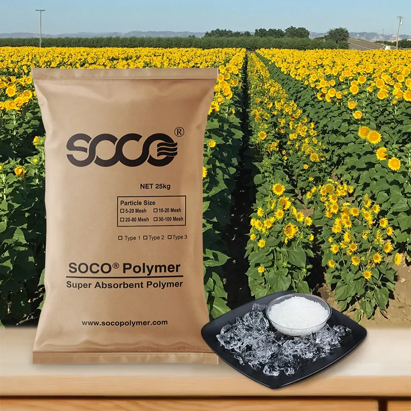 Gel de plantation de sève polymère super absorbant SOCO polymère pour l'agriculture