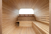 Grosir ukuran besar luar ruangan ruang Sauna rumah kabin kaca depan pembakar kayu Sauna luar ruangan