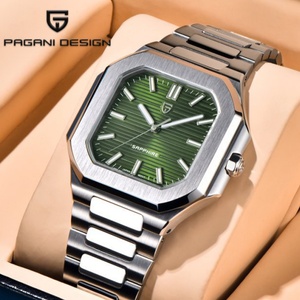 PAGANI DESIGN Nouvelle montre de sport de luxe pour homme V2, cadran carré en verre saphir, alarme, résistance à l'eau 5BAR, acier inoxydable - Product Image 3