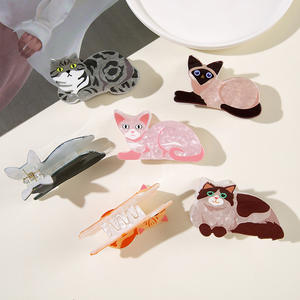 RTS-1 2026 Pinza de Pelo Acrílica de 7cm con Diseño de Gato de Dibujos Animados, Nueva, Dulce y Linda, para Mujer, Estilo de Diseñador, para Atar la Mitad del Cabello - Product Image 3
