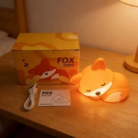 Lampe de nuit en silicone Fox, rechargeable par USB, activée par le toucher, lumière d'ambiance, cadeau créatif pour la chambre à coucher, la chambre d'enfant, la décoration de bureau