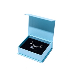 High Quality Custom Blue Cardboard <b>Paper</b> Rectangle Jewelry Box Simple Style Packaging Case - Product Image 4
