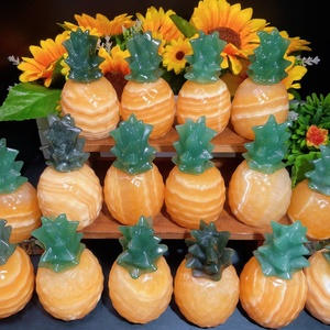 Vente en gros de cristaux de guérison naturels en calcite jaune et <span class=keywords><strong>aventurine</strong></span> verte en forme d'ananas pour la décoration - Product Image 2