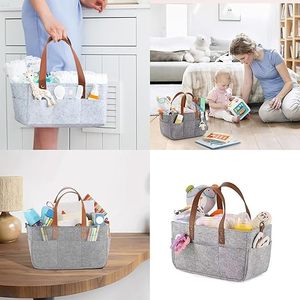 Organizador de pañales de bebé de fieltro portátil a <span class=keywords><strong>precio</strong></span> de fábrica con correa para el hombro y Asa de cuero para niño y niña - Product Image 4