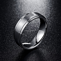 Poya 7mm finition brossée argent tungstène anneau Double bords biseautés haute poli confort Fit Design unisexe hommes anneaux de mariage