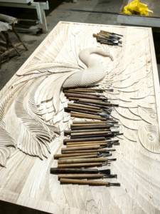 Peinture suspendue 3D sculptée à la main texture bois massif hall d'hôtel villa ornements d'art décoratif - Product Image 2