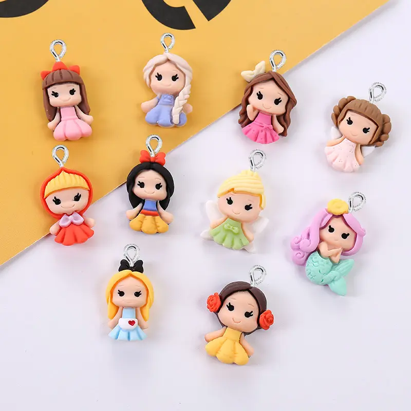 Cartoon Princess Mermaid Resin Charms for Earrings Keychain Necklace Pendant Craft DIY Jewelry Making Findings Accessories