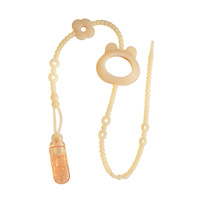 Attache-tétine en silicone Smartcare avec perles en bois, anti-chute, multifonctionnel pour tétine, anneau de dentition et biberon