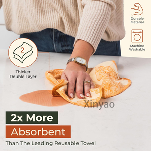 Serviette en papier réutilisable pour la cuisine avec logo personnalisé, double couche, super absorbante, en <span class=keywords><strong>coton</strong></span> biologique, torchon, grande feuille de tissu - Product Image 2