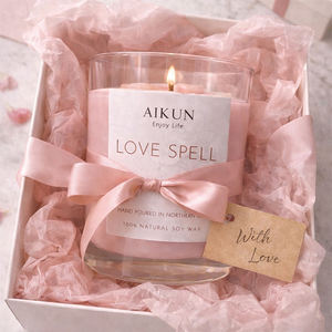 Bougie parfumée longue durée personnalisée AIKUN avec logo et emballage sur mesure pour mariage, anniversaire, fête, cadeau de fête, décoration. - Product Image 1