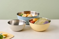 Ensemble de 3 bols mélangeurs modernes en acier inoxydable épaissi pour la cuisine, coloris assortis, 20, 24, 28 cm