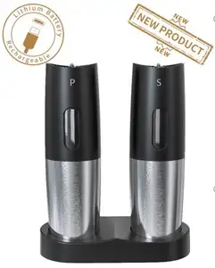 Hot Selling Electric pepper Grinders Automatic Rechargeable Salt And Pepper Mill Set With Rechargeable Base
