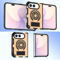 Coque antichoc avec protection anti-chute, rose, noir, orange, bleu, rouge, avec anneau magnétique, rabat et découpe pour double caméra, coque blindée