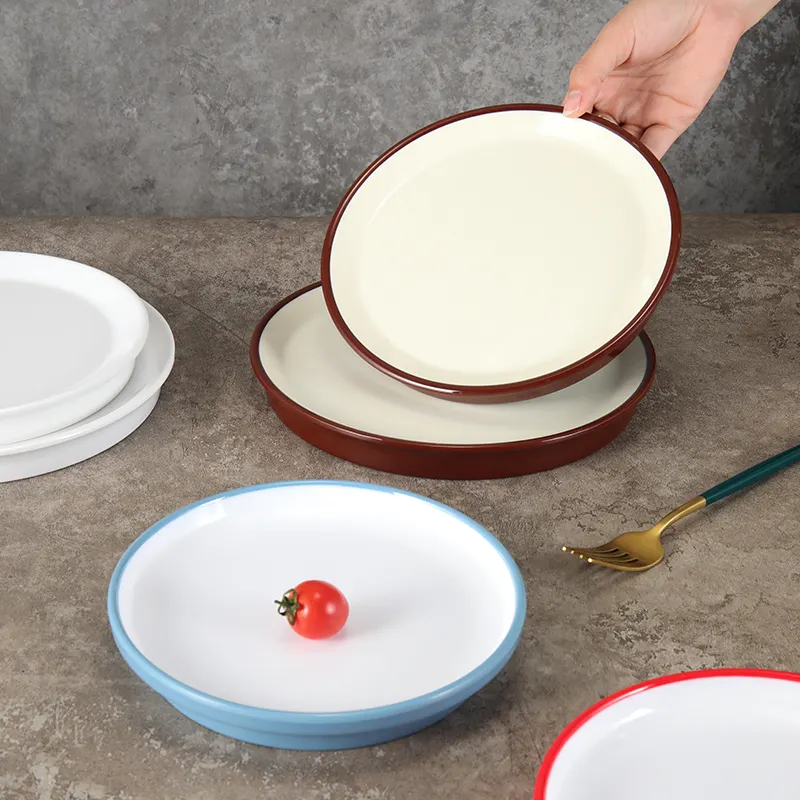 Vaisselle épaisse en mélamine avec logo personnalisé de haute qualité assiettes rondes en mélamine pour restaurant