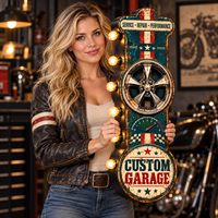 Enseigne LED lumineuse personnalisée pour garage, style vintage, en métal, pour service de réparation automobile, performance, décoration murale