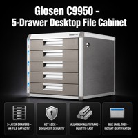 Armoire de classement de bureau Glosen C9950 en alliage d'aluminium argenté, finition brillante, cinq niveaux, multifonctionnelle, type sol - Documents de bureau