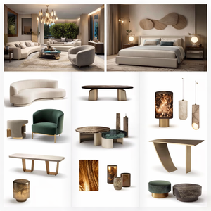 OEHOME Modern Luxury Living Room Dining Room Furniture Set Customizable <b>Sofa</b> Coffee <b>Table</b> <b>Side</b> <b>Tables</b> Pendant Lights - Product Image 1