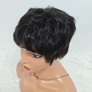 $13 Promotion Silk Based Lace Machine Made Short Cut <b>Wigs</b> 100% Human Hair Hot Selling Style Short Pixie <b>Wigs</b> For Black Woman - Product Image 4