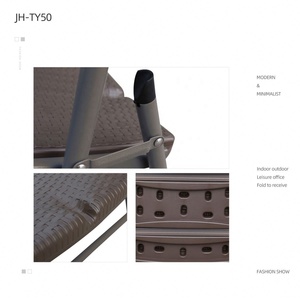 Rattan <span class=keywords><strong>marrone</strong></span> bianco da esterno con gambe in metallo sedia pieghevole in plastica soffiata - Product Image 4