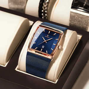 POEDAGAR 885 esfera cuadrada diseño único moda relojes de cuarzo de lujo <span class=keywords><strong>Reloj</strong></span> hombres luminoso impermeable malla <span class=keywords><strong>Reloj</strong></span> de acero inoxidable - Product Image 1