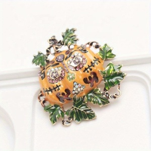 Broche Citrouille en Strass Amusante pour Halloween, Corsage Unisexe Hiver - Product Image 4