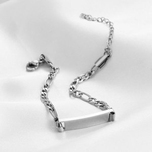 Pulsera de acero inoxidable para niños, cadena lisa de 5 mm, ajustable, 16 + 4 cm, regalo, joyería, diseño geométrico - Product Image 2
