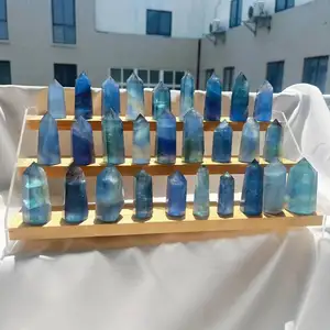 High Quality Natural Crystal Point Hand Carved Blue Fluorite Tower For Healing.