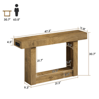 Table console contemporaine en bois d'ingénierie de 63 pouces, table étroite à 2 niveaux pour canapé, chambre et salon