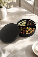 Boîte Cadeau Ronde Noire Mate Personnalisée de Luxe avec Diviseurs, Tube d'Emballage Alimentaire pour Chocolats, Fraises, Bonbons, Fruits