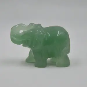 Elefante de cristal de piedra Natural estatua de Animal estatuilla decoración del hogar regalo 1,5 pulgadas elefante de piedras preciosas talladas