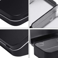 Boîtes à couvercle à charnière avec impression personnalisée, petite boîte rectangulaire noire en fer blanc avec couvercle rabattable pour ranger bijoux/colliers/boucles d'oreilles