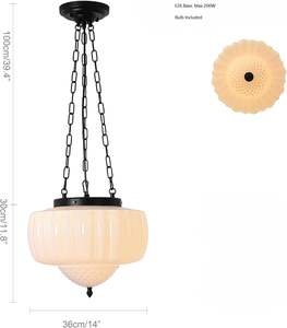 Grande Suspension en Verre de Lait Blanc Mid Century Modern <span class=keywords><strong>Schoolhouse</strong></span> Plafonnier Vintage Lustre lampe - Product Image 4