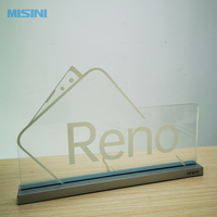 Panneau d'affichage LED en acrylique portable personnalisé Table de bureau éclairée transparente Présentoir publicitaire avec base