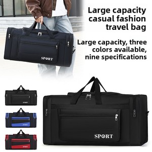 Oxford Cloth Waterproof Multifunctional Gym <b>Bag</b> Fashionable <b>Foldable</b> Handheld Travel Luggage Drawbar Zipper Crossbody Strap - Product Image 2