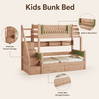 Litera compacta de roble macizo ecológico de primera calidad para niños, ideal para ahorrar espacio en el dormitorio, venta al por mayor.
