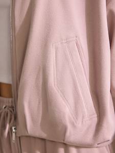 Blouson d'aviateur en coton brodé avec logo personnalisé Y2K de l'usine directe veste de sport rose de luxe pour femmes vêtements courts décontractés - Product Image 5