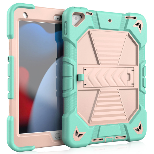 Heavy-duty Shockproof Tablet Case for ipad 10.2 7th 8th 9th Cover with Kickstand Full Protection Silicone PC Protective Case