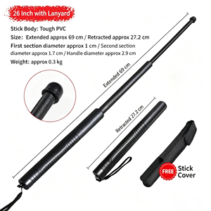 Bastone Telescopico <span class=keywords><strong>Estensibile</strong></span> per Autodifesa con Rompivetro Unisex da Auto Nero SG-PVC-01 - Product Image 6
