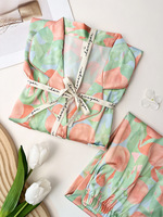Pakaian Tidur Wanita Piyama De Mujer Damen Pyjama Set Daster Sutra untuk Wanita