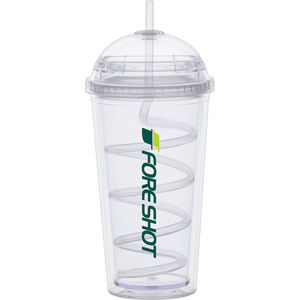 गुंबद ढक्कन के साथ 16oz प्लास्टिक गिलास और घुंघराले पुआल पीने के मग कस्टम लोगो प्लास्टिक के कप मग स्पष्ट मग - Product Image 6