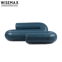 WISEMAX FURNITURE Mobilier design Décoration intérieure Ensemble de canapés modulaires Tissu velours bleu Canapé au sol irrégulier Canapé de détente