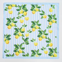 Foulard carré en satin effet soie à rayures, motif agrumes frais et citron, motif fruit d'été doux, pour femme, accessoire décoratif pour le cou