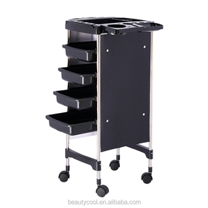 <span class=keywords><strong>Pas</strong></span> <span class=keywords><strong>cher</strong></span> équipement de salon de chariot en plastique noir tiroirs de beauté portable chariot de plateau - Product Image 1