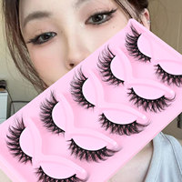 Nouvelles 5 paires de faux cils en forme de œil de chat, style renard, cils épais naturels, tige noire