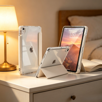 Étui transparent beige à trois volets compatible avec iPad Pro 11 pouces, design avec support pour stylet