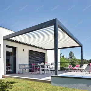 Özel satış 5x5 parti Pergola gölgelik geri çekilebilir Pavilion panjur çatı yalıtımlı çatı panelleri açık bahçe Pergola