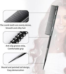 Peine de Metal con Punta Dorada de Alta Calidad con Logotipo Personalizado, Peine de Acero Inoxidable Iónico <span class=keywords><strong>Resistente</strong></span> <span class=keywords><strong>al</strong></span> Calor para Cortar el Cabello, Herramienta de Peluquería - Product Image 3
