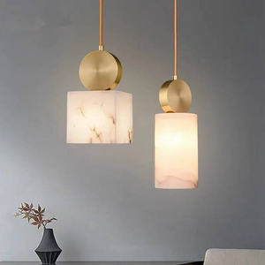 Lampe de chevet intérieure en marbre naturel et cuivre, suspension en albâtre espagnol, style <span class=keywords><strong>moderne</strong></span> et épuré pour <span class=keywords><strong>restaurant</strong></span> et salle à manger - Product Image 1