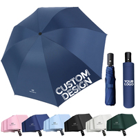 Parapluie de golf personnalisé avec logo, coupe-vent, imperméable, design inversé, 8 baleines, cadeaux promotionnels d'entreprise, couleur personnalisée, OEM ODM, nylon 190T