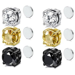 Boucles d'oreilles clipsables en acier inoxydable 6 mm, zircon 5A, aimants pour cartilage d'oreille, sans perçage, bijoux tendance - Product Image 4